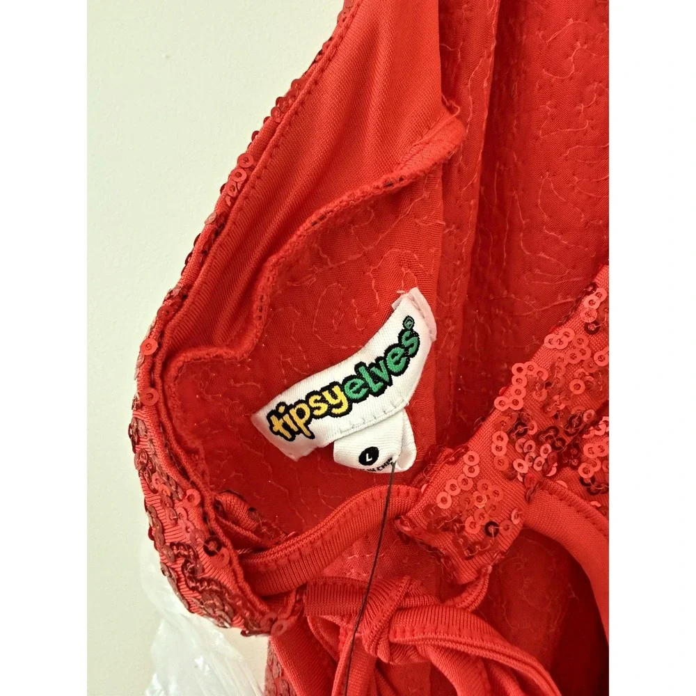 NWT LG Sequined Beaded TIPSY‎ ELVES Sexy Devil Costume Leotard Halloween Party
